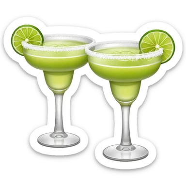2 margaritas. one normal and one spicy. NO ICE - normal margarita glass with salt on the rim. one should be just with the margarita and the salt. the spicy one should have a small pepper inside  sticker