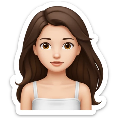 brunette girl with long hair and wear a white tube top sticker