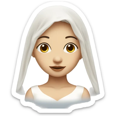 dreamy girl with closed eyes with bridal veil sticker