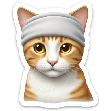 cat wearing a sweatband sticker