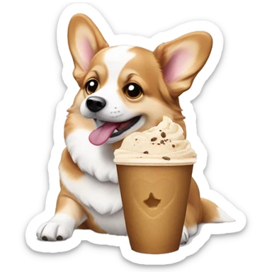 Corgi Merle eating puppacino sticker