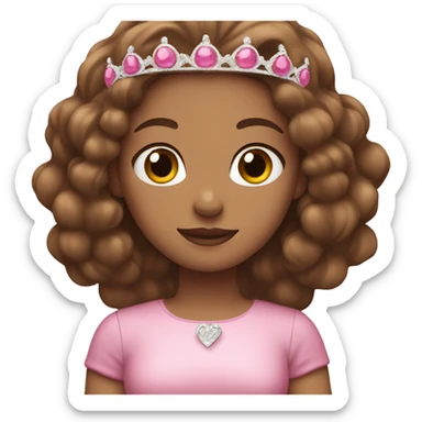 Girl with brown hair pink tiara emoji sticker