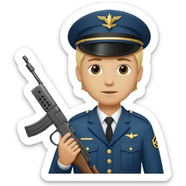 Blonde army man holding service weapon and wearing uniform  sticker