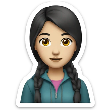 Kazakh-student-girl-black eyes-casual clothes-black hair sticker