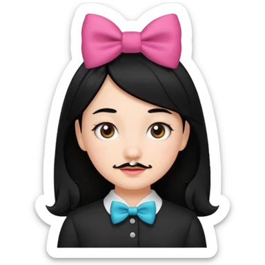 Adolf Hitler Like a girl hair with a bow  That he has black hair and a small mustache like Hitler  sticker