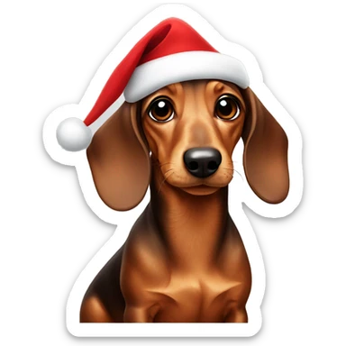 Dachshund with a christmas hat sticker