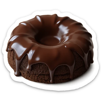 Remove the background, keep only the realistic round chocolate cake with glossy ganache, photorealistic style, transparent background. sticker