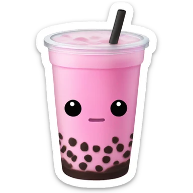 Pink boba tea no face sticker
