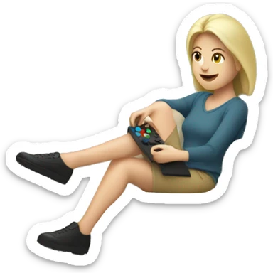 White woman playing the switch on a sofa  sticker