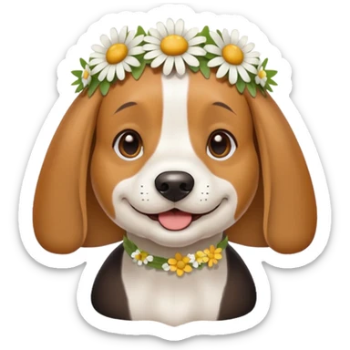 Beagle wearing a daisy flower on its head  sticker