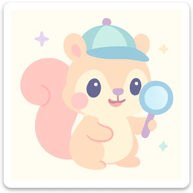 cute squirrel detective with magnifying glass and detective hat sticker