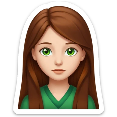 girl with long brown hair and green eyes sticker