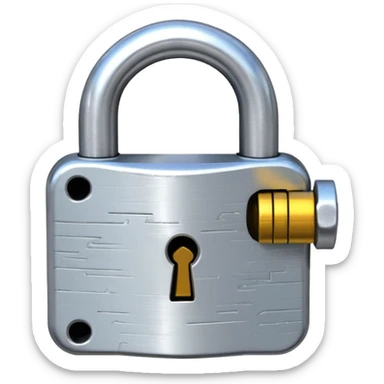 Digital glitch art style emoji, corrupted padlock sticker