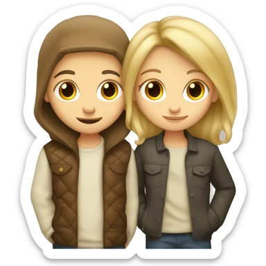 blond hair boy kissing brown hair girl sticker