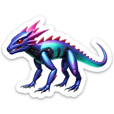 Shiny Exotic Colorful epic Salandit-Genesect-Koraidon-Fakémon-hybrid-creature (full body)  sticker