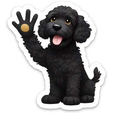 Black labradoodle giving a high five sticker