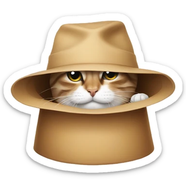 Cat hiding inside a hat sticker