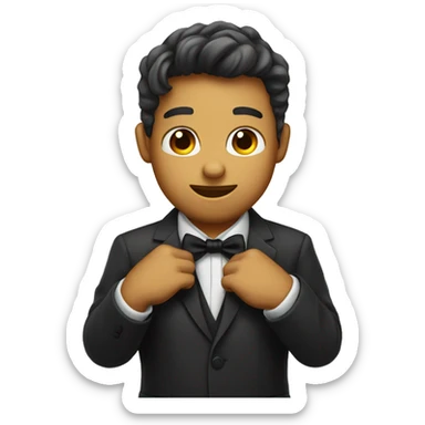 Tightening bow tie with hands  sticker