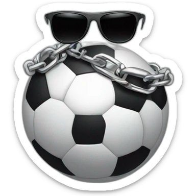 soccer ball wearing chain around neck area with shades looking like gangster sticker