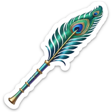 Peacock feather flute sticker