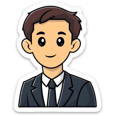 A successful-looking man named Alex Cansani with a professional appearance sticker