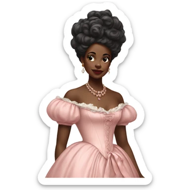 vintage rococo black woman in a light pink gown  sticker