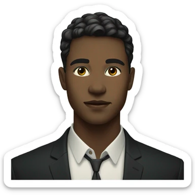 Young men with white skin and dark brown short  hair in formal portrait in nature sticker