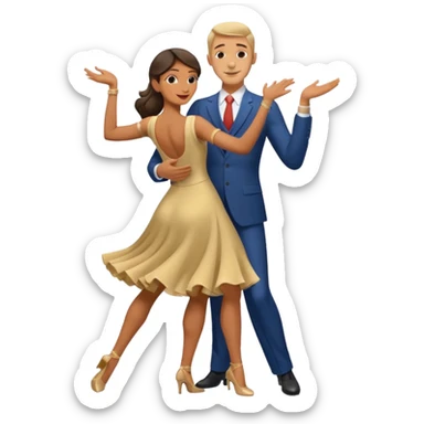 2 danseurs, une femme et un homme- la femme danse devant le mec, le mec est bcp plus grand qu'elle avec un gros nez- les bras de la femme sont autour du coup de l'homme  sticker