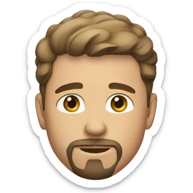 white male, short brun hairs, goatee and slight bear sticker