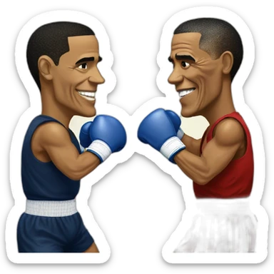 boxing match between Barack Obama and Mitt Romney sticker