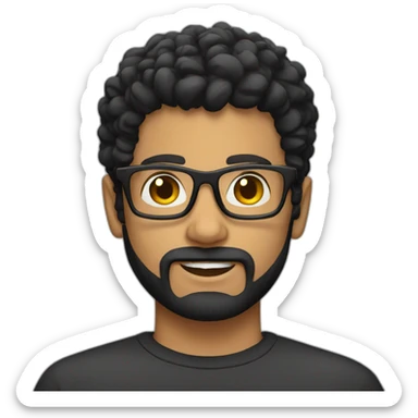 black hair square glasses stubble sticker