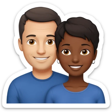 mixte couple black girl  with very short hair , dark haired white man around 40 years old sticker