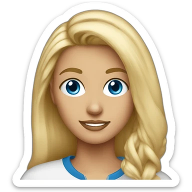 Tall blonde tan girl blue eyes in usc sweatshirt sticker
