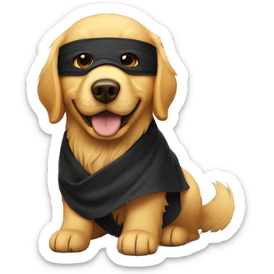 Golden retriever wearing a ninja mask sticker