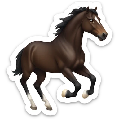 dark brown galloping horse sticker