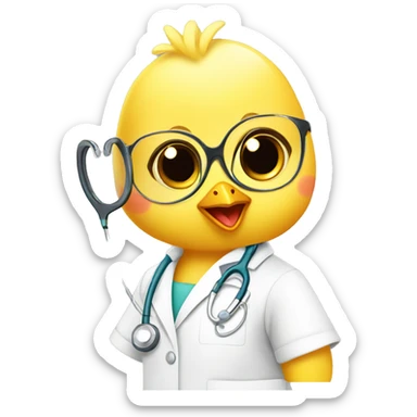 baby chick as a doctor sticker