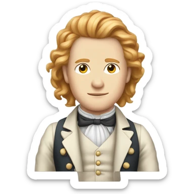 Male with Long strawberry blonde hair, wearing a rebel suit from the 1800’s, pale skin sticker
