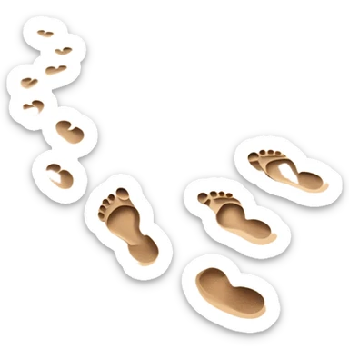 beach sunset. Two sets of footprints—one baby footsteps, the other larger childhood self and inner child sticker