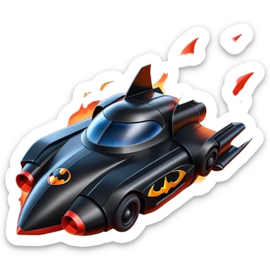 batmobile in rocket ship boom rocket at take-off in fire france ! sticker