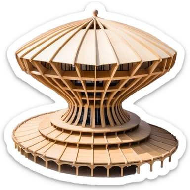 Cinematic Realistic Metropol Parasol Landmark Emoji, depicted with a modern wooden structure set against a vibrant cityscape rendered with detailed textures and dynamic, contemporary lighting. sticker