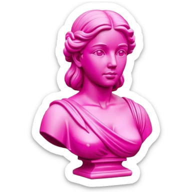 Jeff Koons style pink Grecian bust sculpture in a garden landscape  sticker