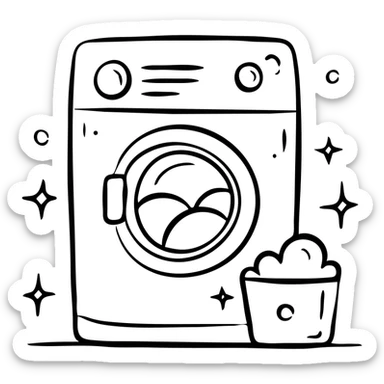 washing machine with detergent sticker