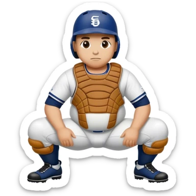 Baseball catcher crouch fat belly undies  sticker