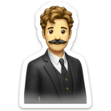Homme moustachu avec les cheveux plaqué sur le côté sticker