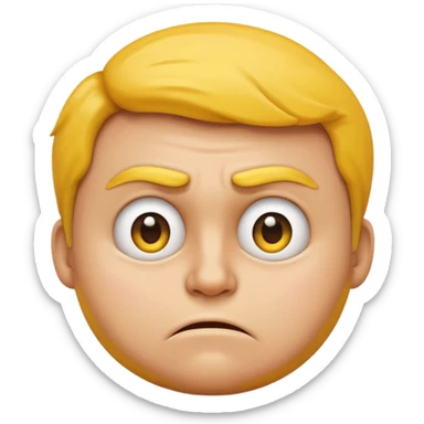 offended yellow face emoji, classic emoji style, expressive, furrowed brows, frown, puffed cheeks, showing clear offense sticker