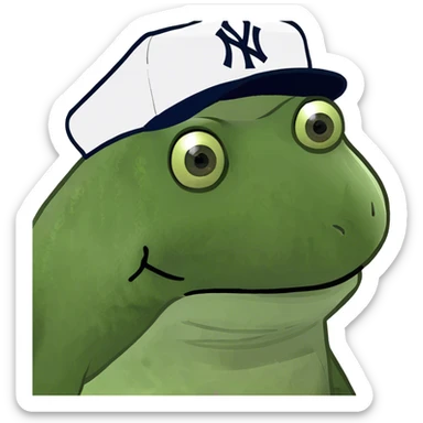 wearing a yankees hat sticker