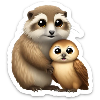 a marmot and a little owl in love sticker