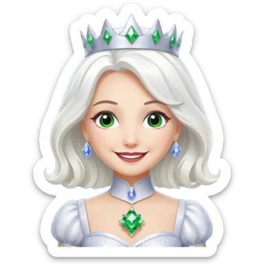 The Good Witch from The Land of Oz with long white hair, white sequin outfit sticker