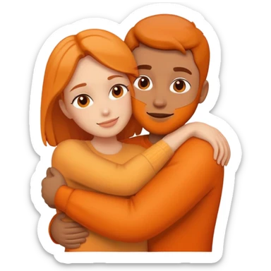 Couple hugging orange sticker