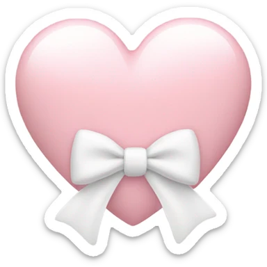 Pastel pink heart with white bow sticker